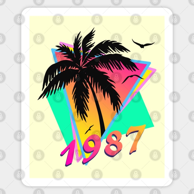 1987 Tropical Sunset Sticker by Nerd_art